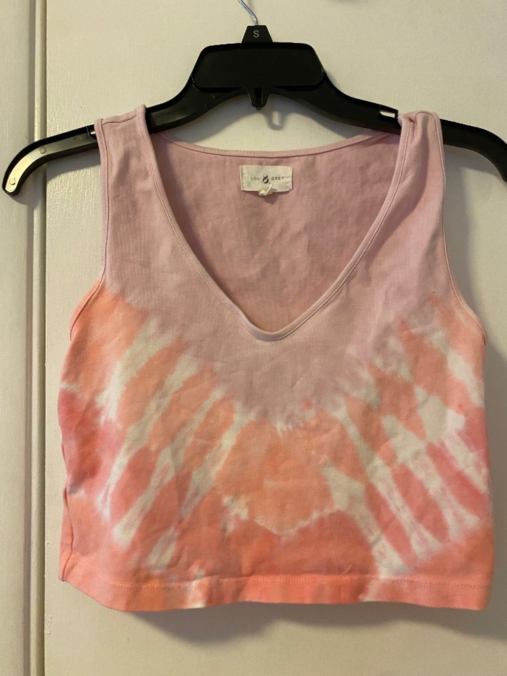 Lou & Grey pink tie dye crop top size medium